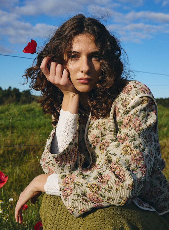 Jacket Atelier Rêve Maria en jacquard rose & vert multi