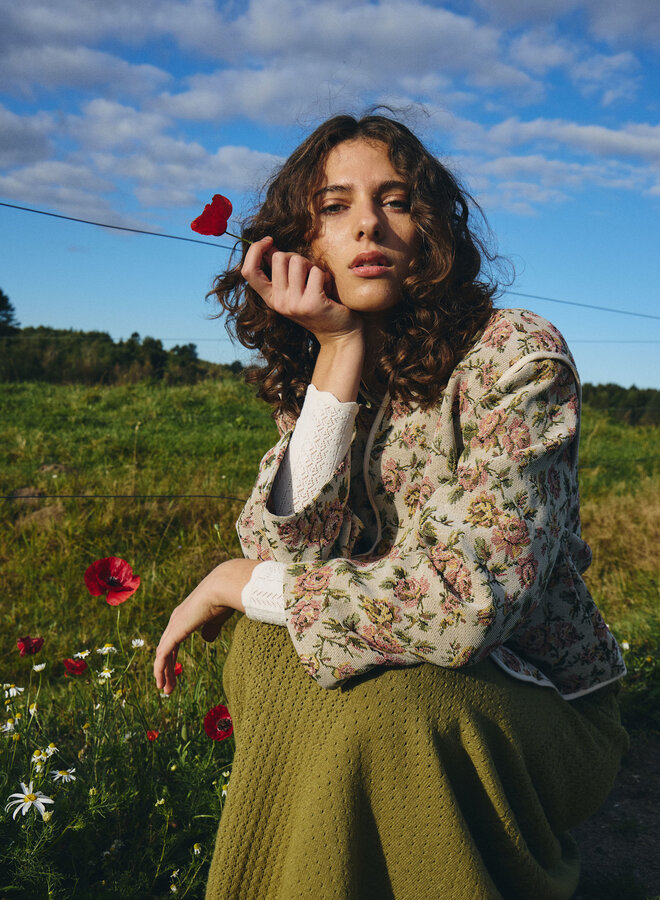 Jacket Atelier Rêve Maria en jacquard rose & vert multi