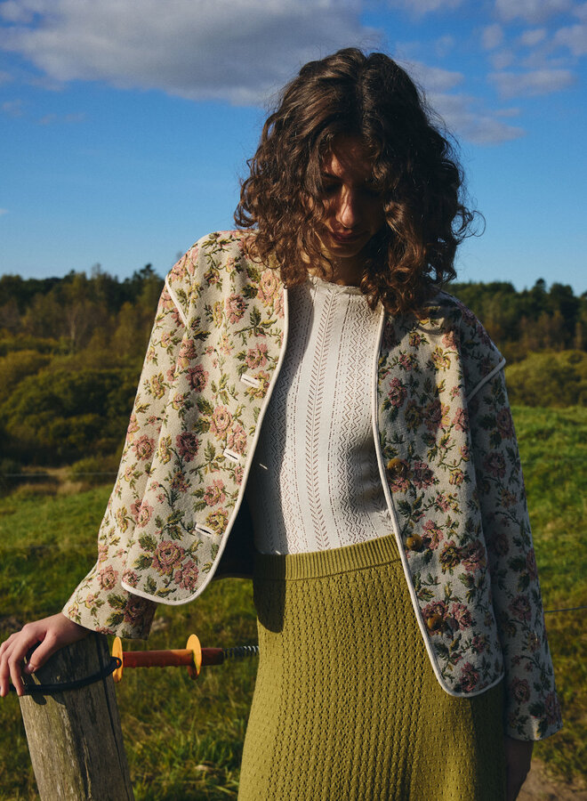 Jacket Atelier Rêve Maria en jacquard rose & vert multi