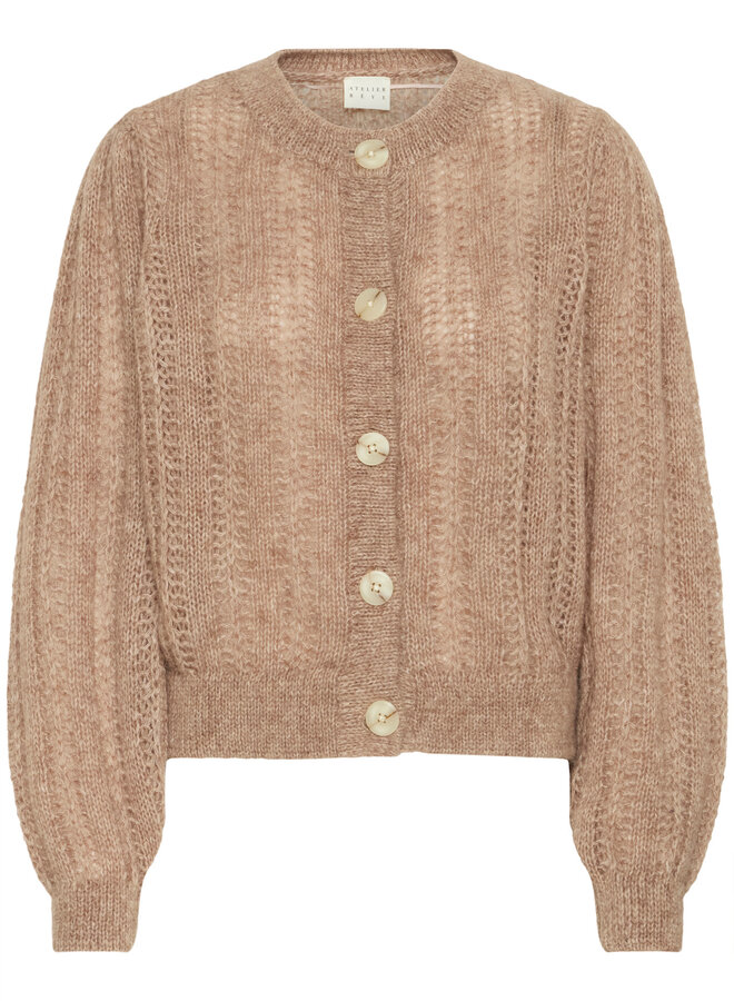 Cardigan Atelier Rêve Melia à col rond boutonné cacao