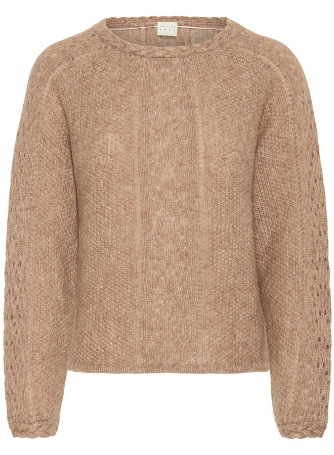 Tricot Atelier Rêve Melia à col rond & torsade cacao