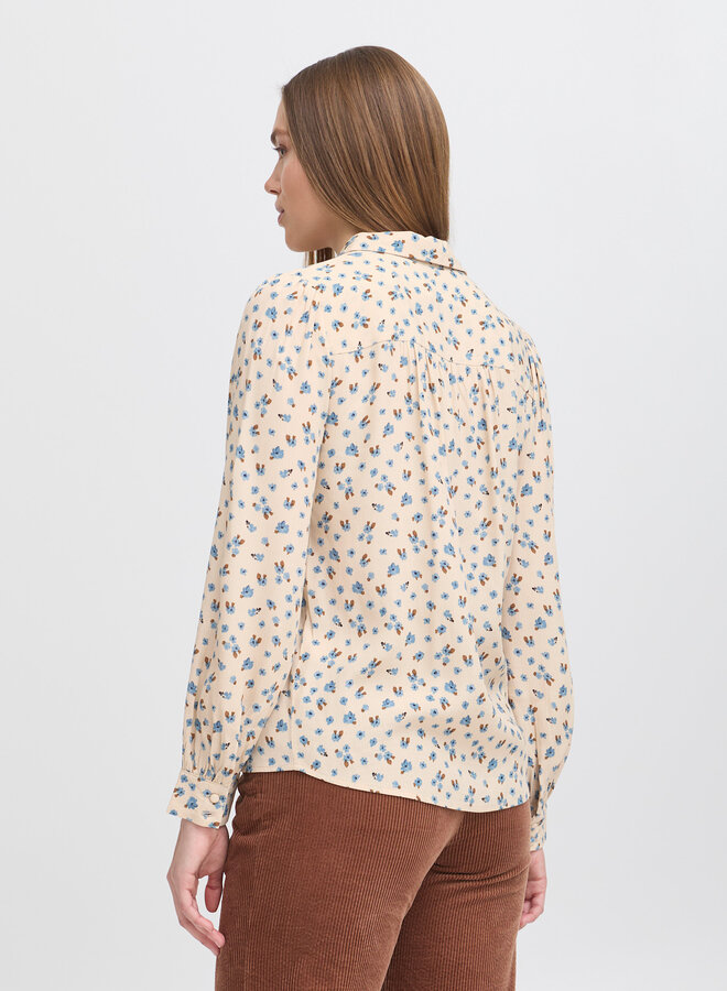 Blouse Atelier Rêve Noella écrue fleurie bleu ciel & camel