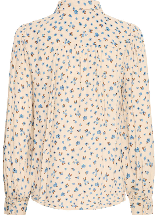 Blouse Atelier Rêve Noella écrue fleurie bleu ciel & camel