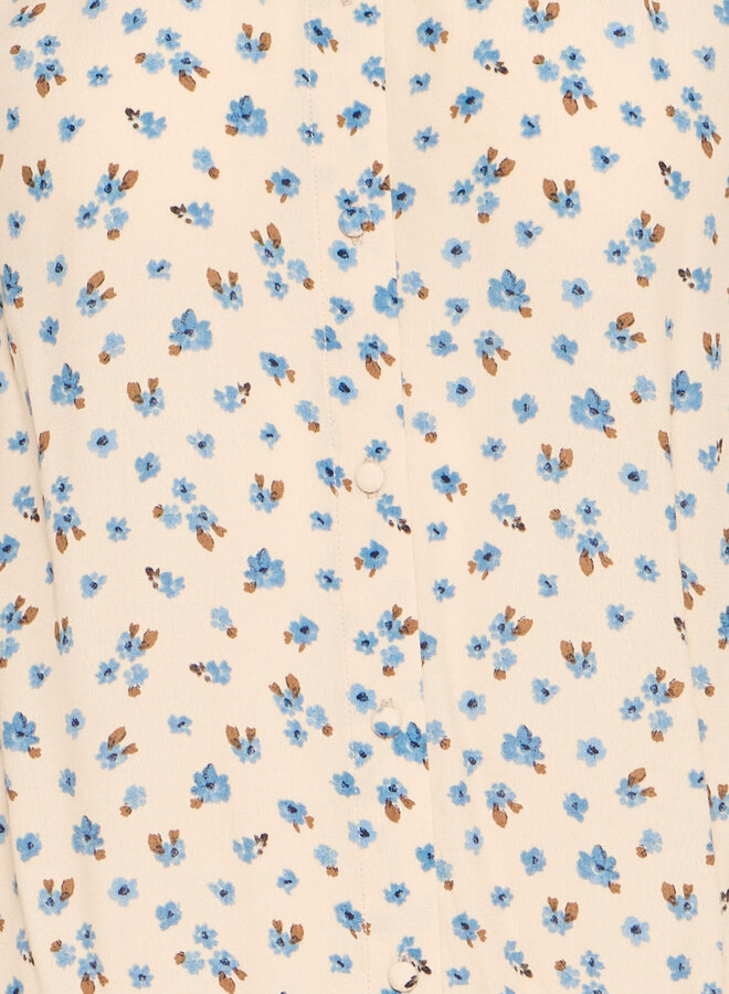 Blouse Atelier Rêve Noella écrue fleurie bleu ciel & camel