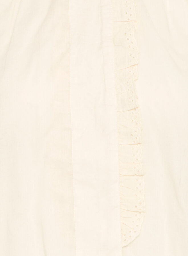 Blouse Atelier Rêve Annalia à col montant frison & broderie écrue