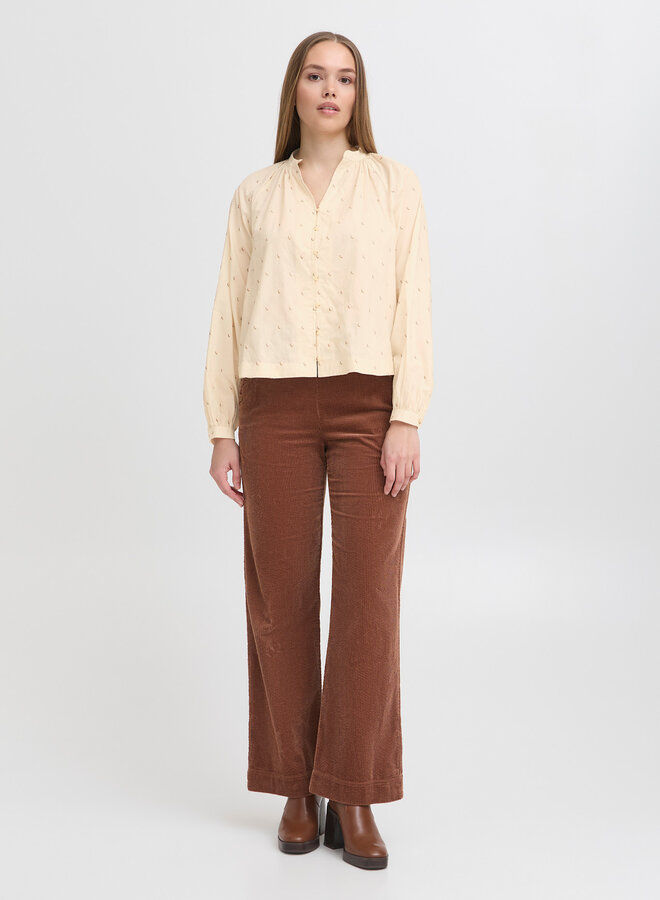 Blouse Atelier Rêve Sally écrue à petites fleurs brodées roses & vertes