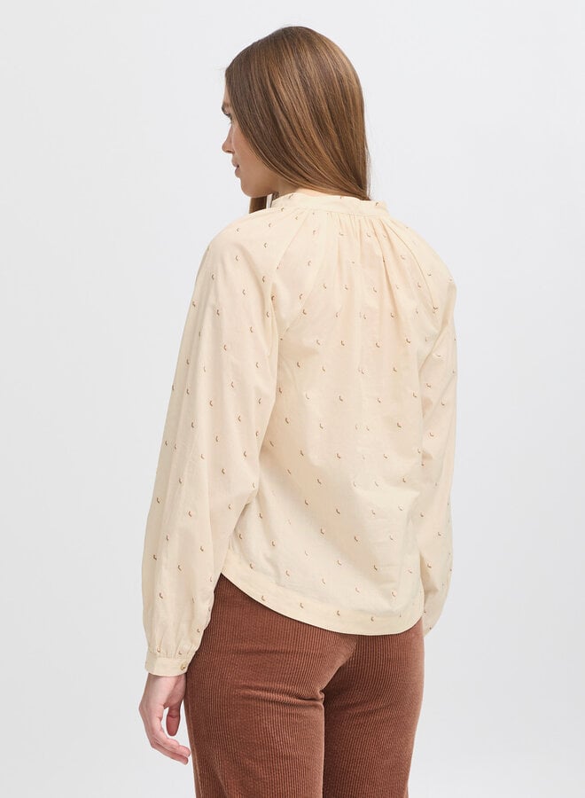 Blouse Atelier Rêve Sally écrue à petites fleurs brodées roses & vertes