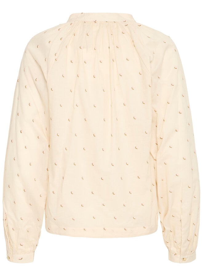 Blouse Atelier Rêve Sally écrue à petites fleurs brodées roses & vertes