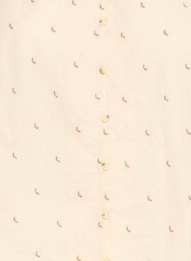 Blouse Atelier Rêve Sally écrue à petites fleurs brodées roses & vertes