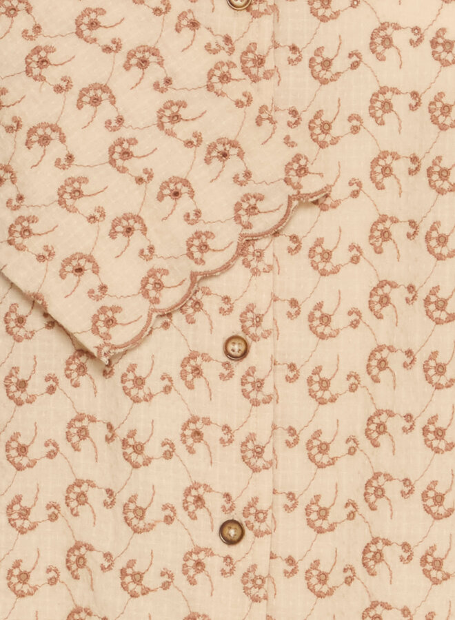 Blouse Atelier Rêve Olive beige rosée brodée cacao