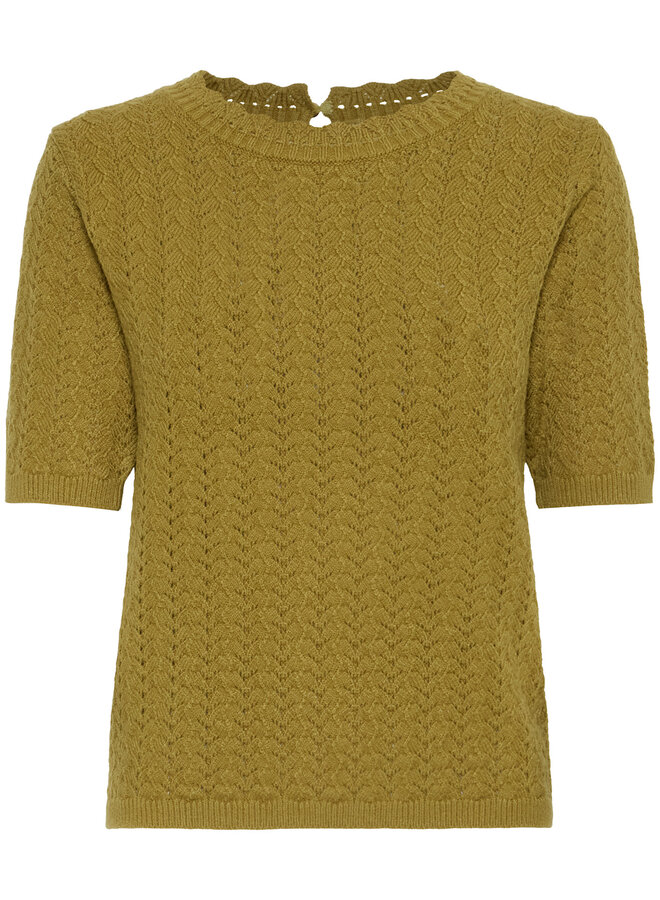 Chandail Atelier Rêve Masia en tricot pointelle vert mousse