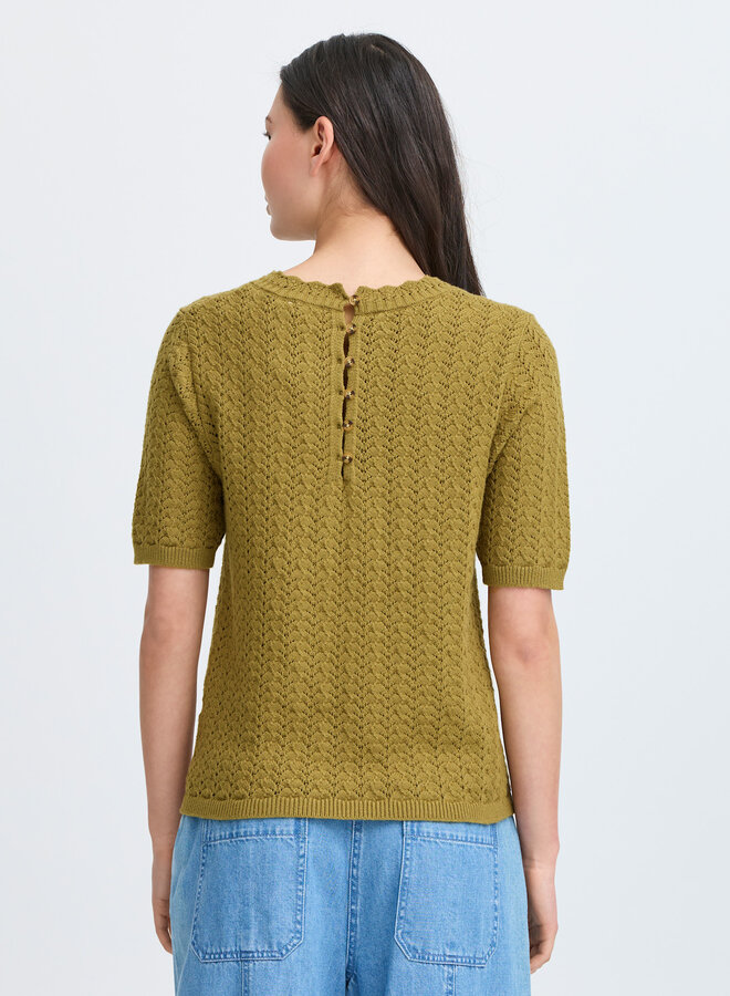 Chandail Atelier Rêve Masia en tricot pointelle vert mousse