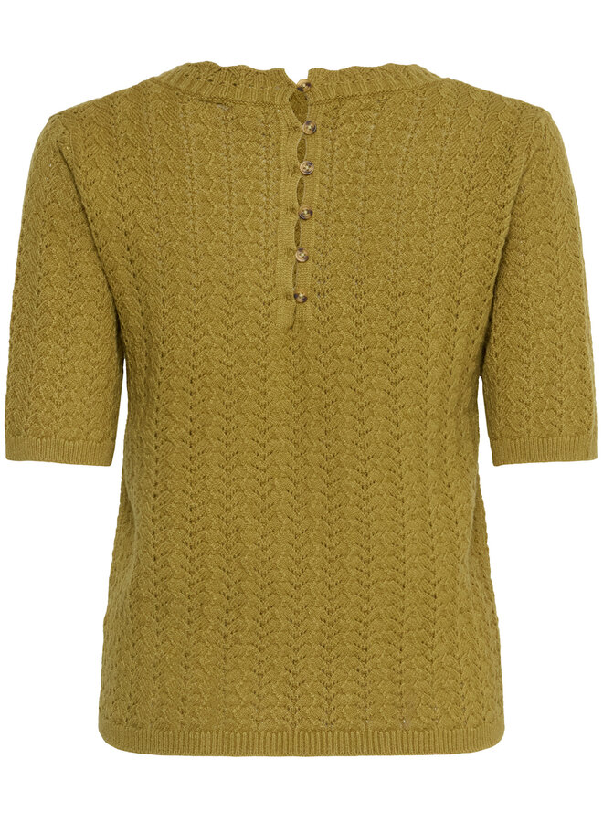 Chandail Atelier Rêve Masia en tricot pointelle vert mousse