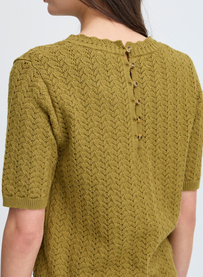 Chandail Atelier Rêve Masia en tricot pointelle vert mousse