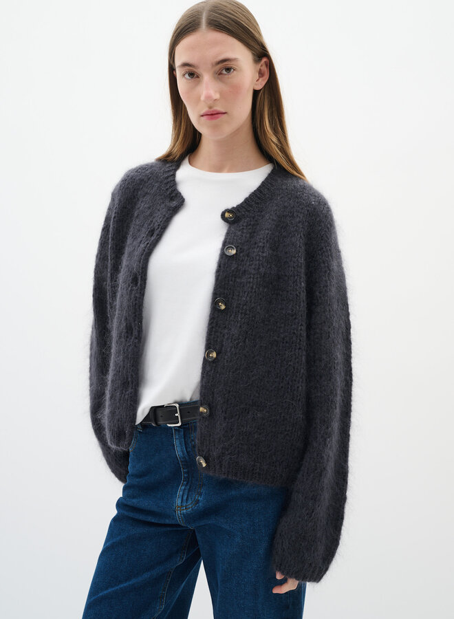 Cardigan InWear Jetra en mohair gris foncé mélange
