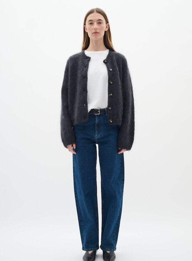 Cardigan InWear Jetra en mohair gris foncé mélange