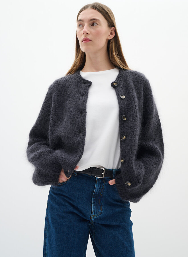 Cardigan InWear Jetra en mohair gris foncé mélange