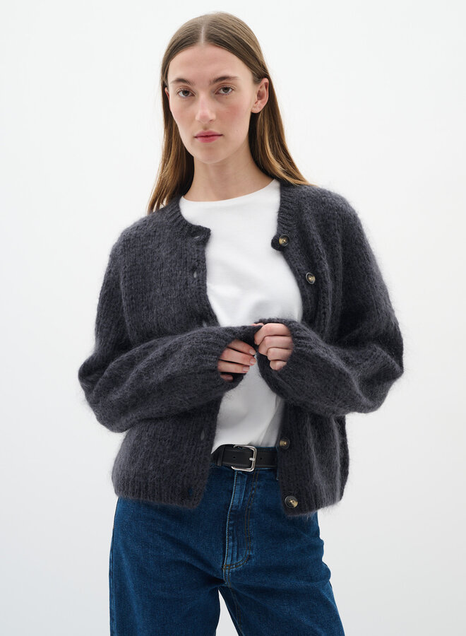 Cardigan InWear Jetra en mohair gris foncé mélange
