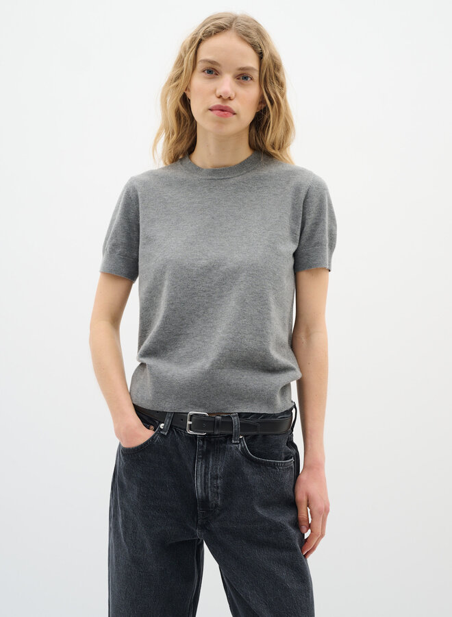Chandail InWear Kellsie à col rond & manches courtes gris mélange