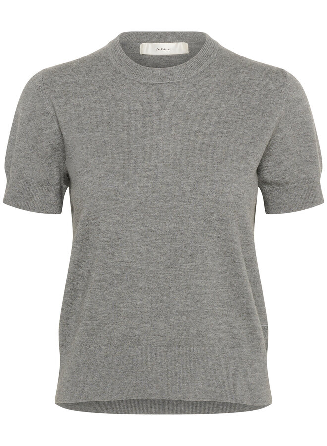 Chandail InWear Kellsie à col rond & manches courtes gris mélange