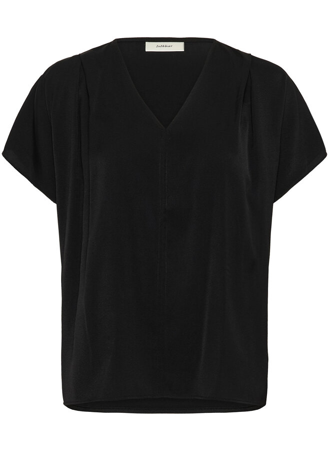 Blouse InWear Adeline à col V & manches courtes noire