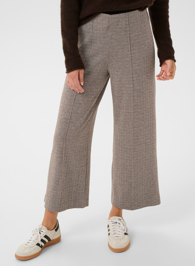 Pantalon Part Two Ilian à taille élastique à chevrons brun chocolat