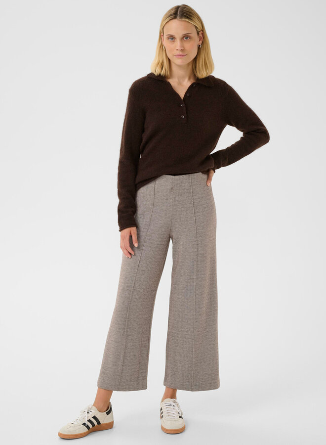 Pantalon Part Two Ilian à taille élastique à chevrons brun chocolat