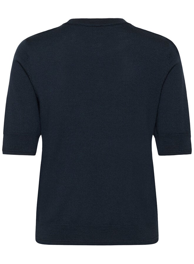 Tricot Part Two Natanya à col rond & manches courtes bleu marine