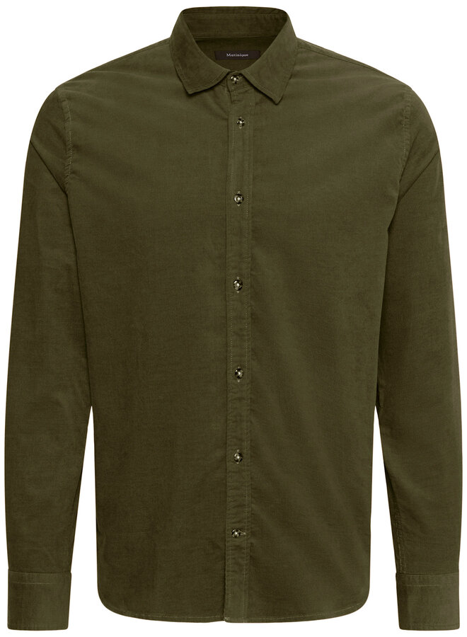 Chemise Matinique Trostol en corduroy fin vert olive