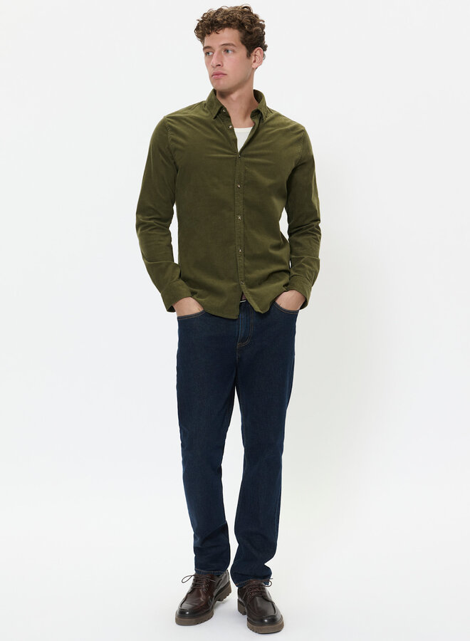 Chemise Matinique Trostol en corduroy fin vert olive