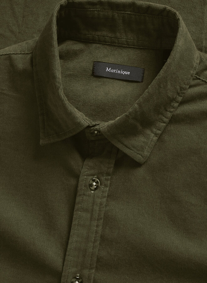 Chemise Matinique Trostol en corduroy fin vert olive