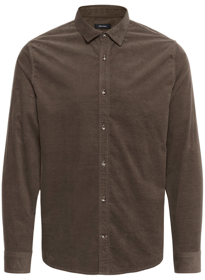 Chemise Matinique Trostol en corduroy fin brun taupe