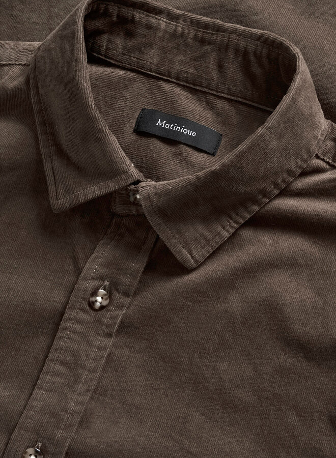 Chemise Matinique Trostol en corduroy fin brun taupe