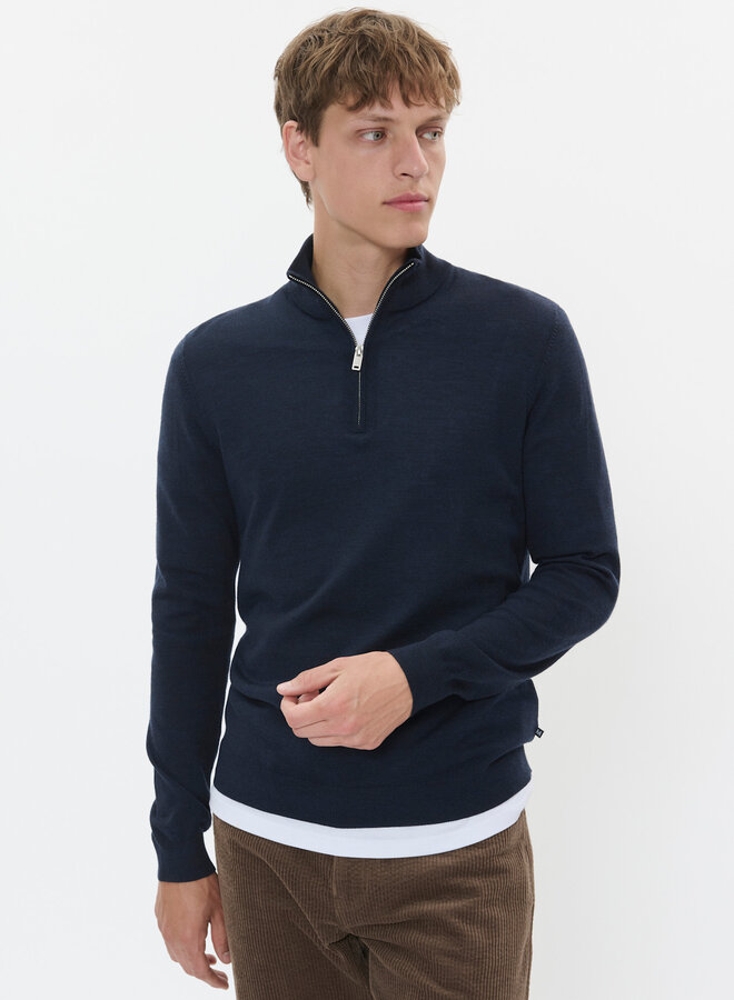 Tricot Matinique Mason à col montant à zip bleu marine mélange