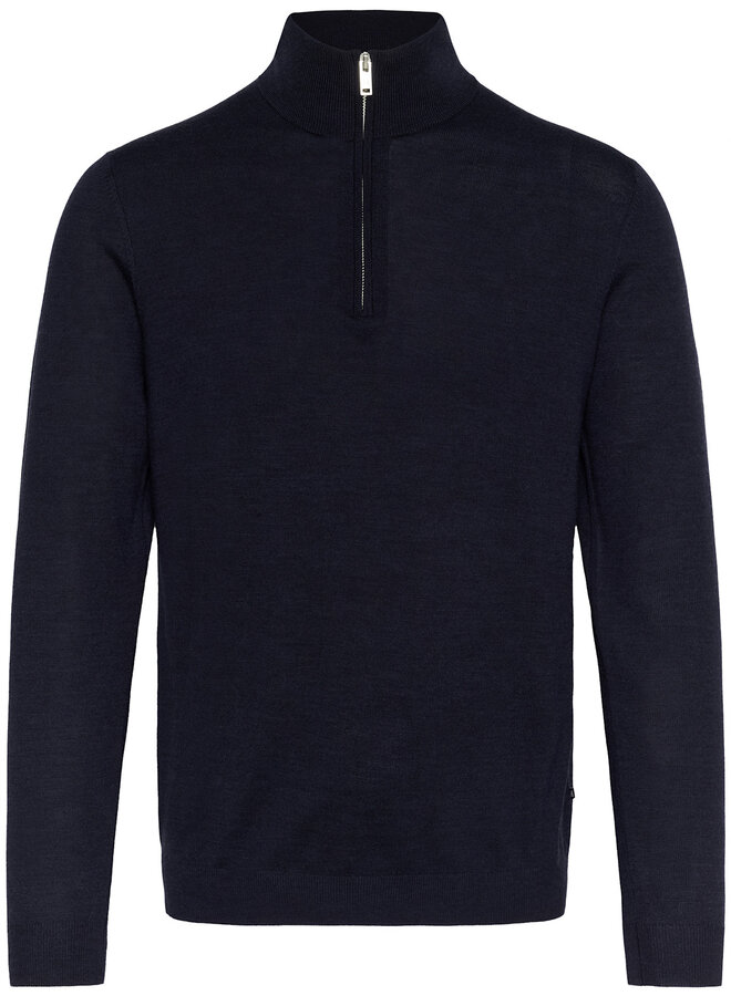 Tricot Matinique Mason à col montant à zip bleu marine mélange