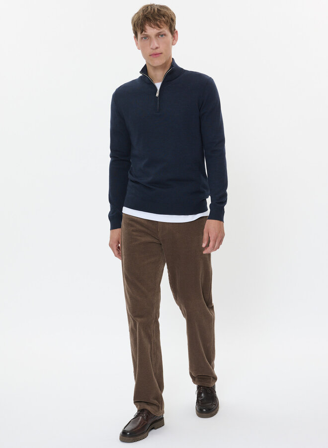 Tricot Matinique Mason à col montant à zip bleu marine mélange