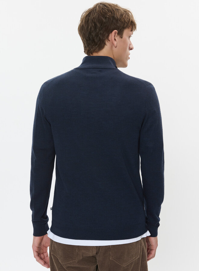 Tricot Matinique Mason à col montant à zip bleu marine mélange