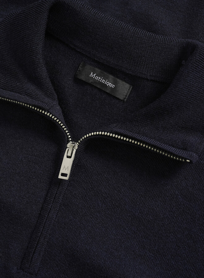 Tricot Matinique Mason à col montant à zip bleu marine mélange