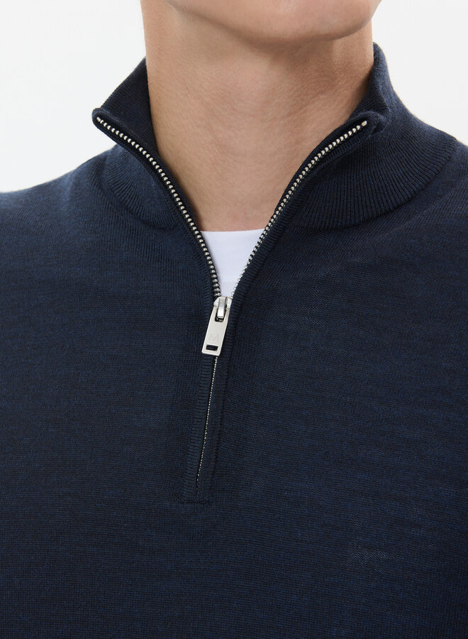 Tricot Matinique Mason à col montant à zip bleu marine mélange