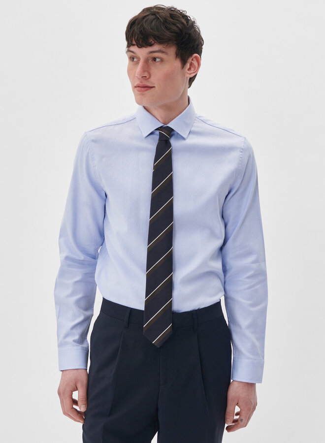 Chemise Matinique Trostol bleue pâle tissée à boutons bruns