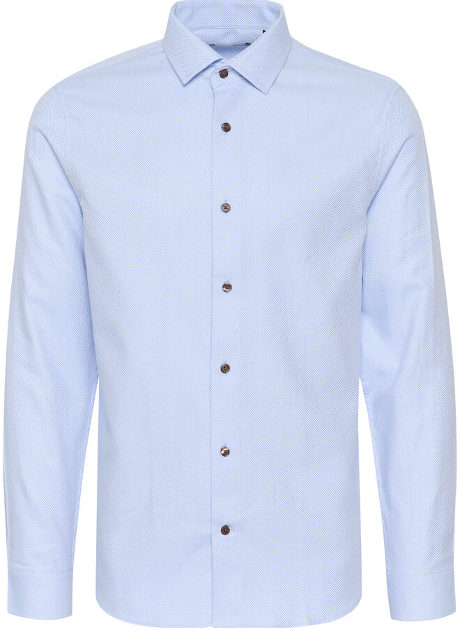 Chemise Matinique Trostol bleue pâle tissée à boutons bruns