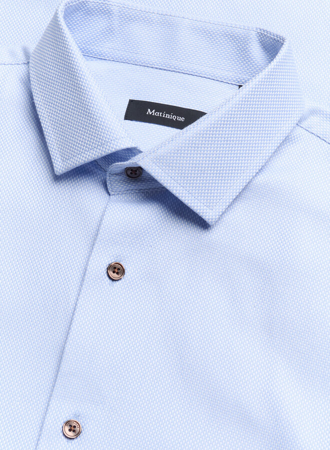 Chemise Matinique Trostol bleue pâle tissée à boutons bruns