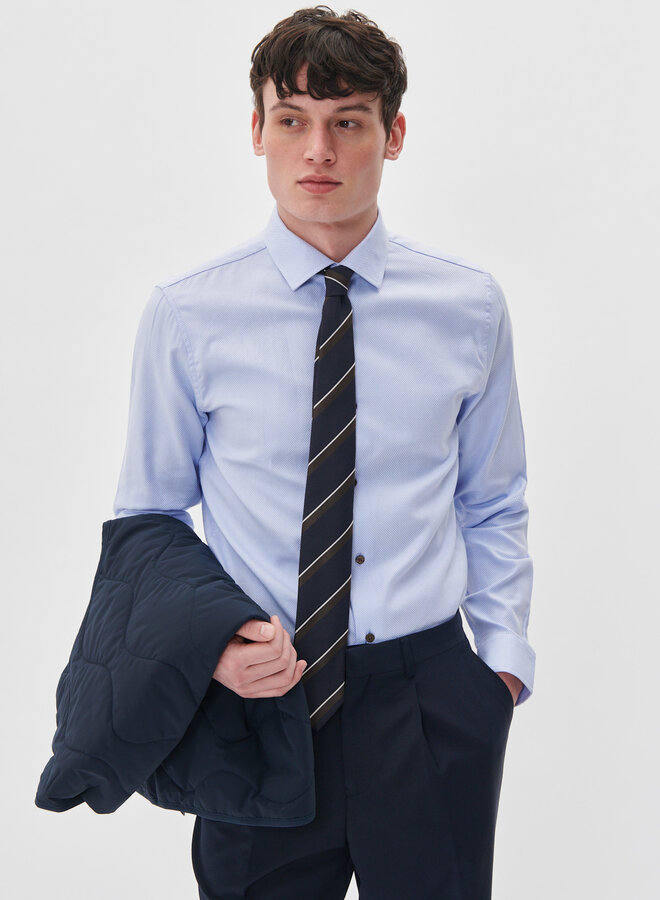 Chemise Matinique Trostol bleue pâle tissée à boutons bruns