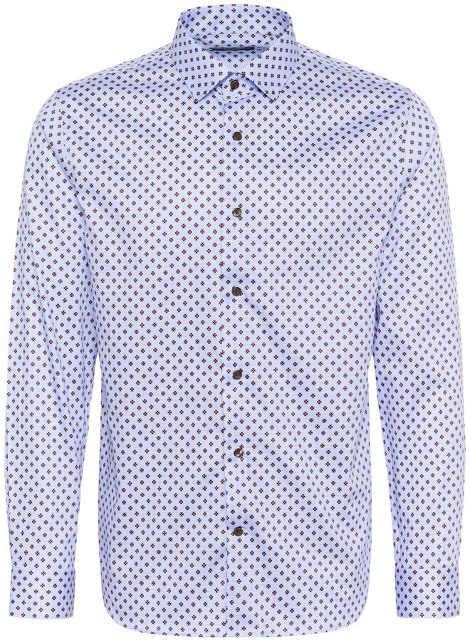 Chemise Matinique Trostol bleue à petites fleurs brunes