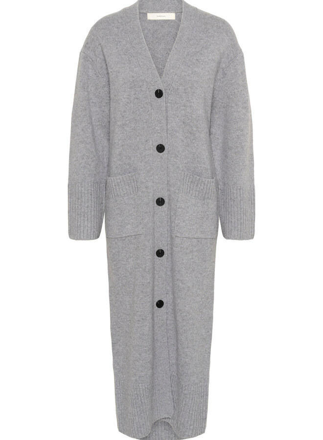 Cardigan long InWear Gea à col V boutonné gris granite mélange