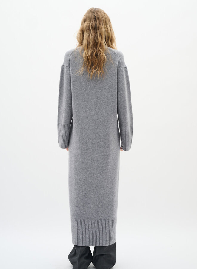 Cardigan long InWear Gea à col V boutonné gris granite mélange