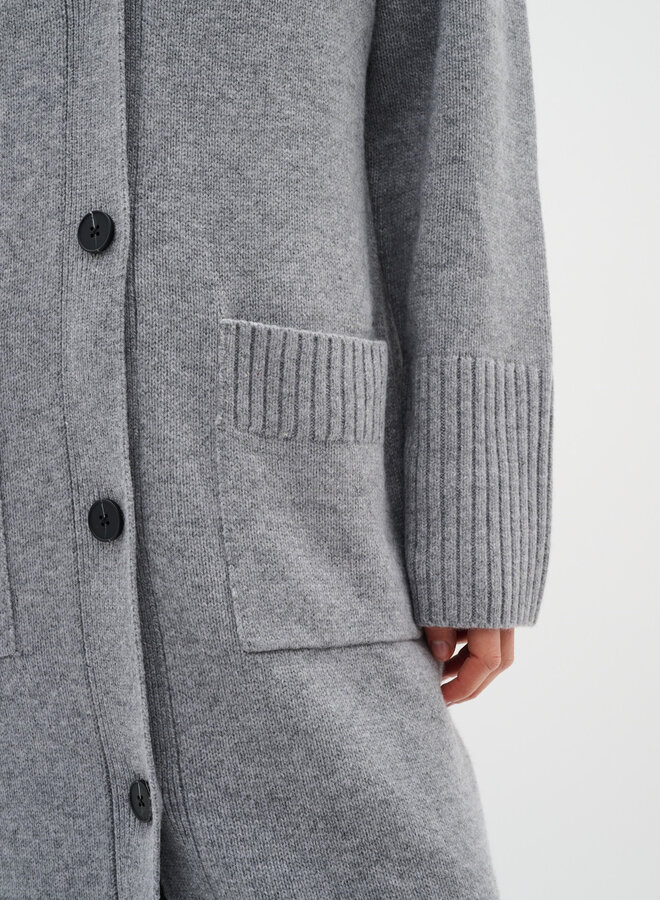 Cardigan long InWear Gea à col V boutonné gris granite mélange