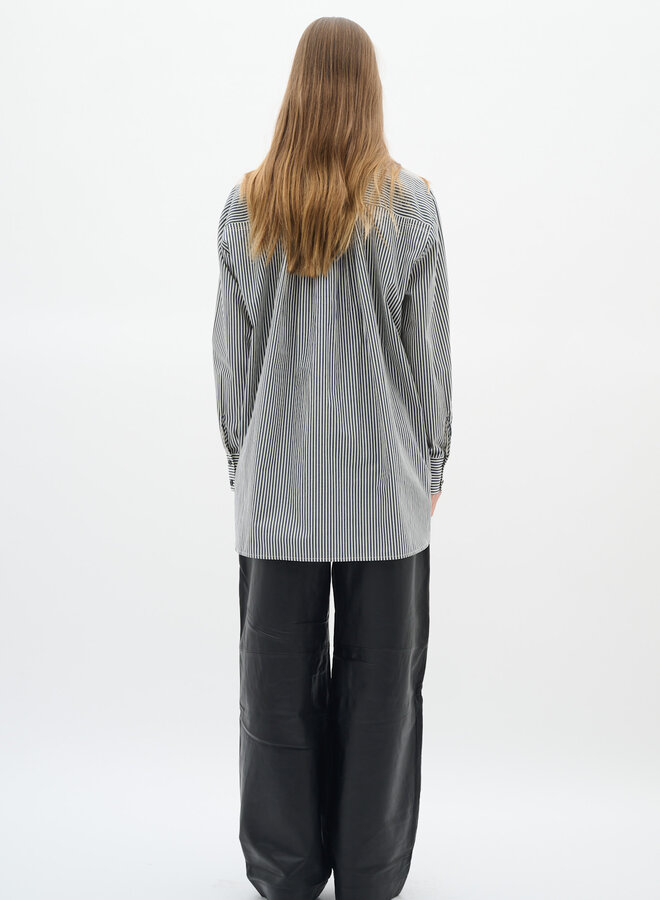 Chemise InWear Natalja surdimensionnée rayée grise & blanche