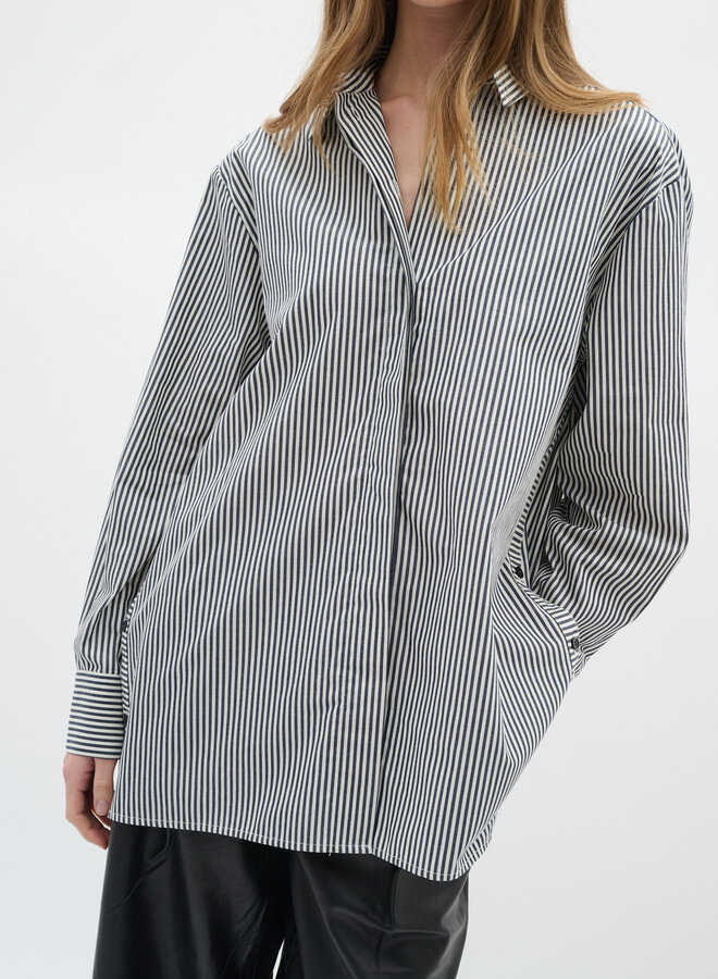 Chemise InWear Natalja surdimensionnée rayée grise & blanche