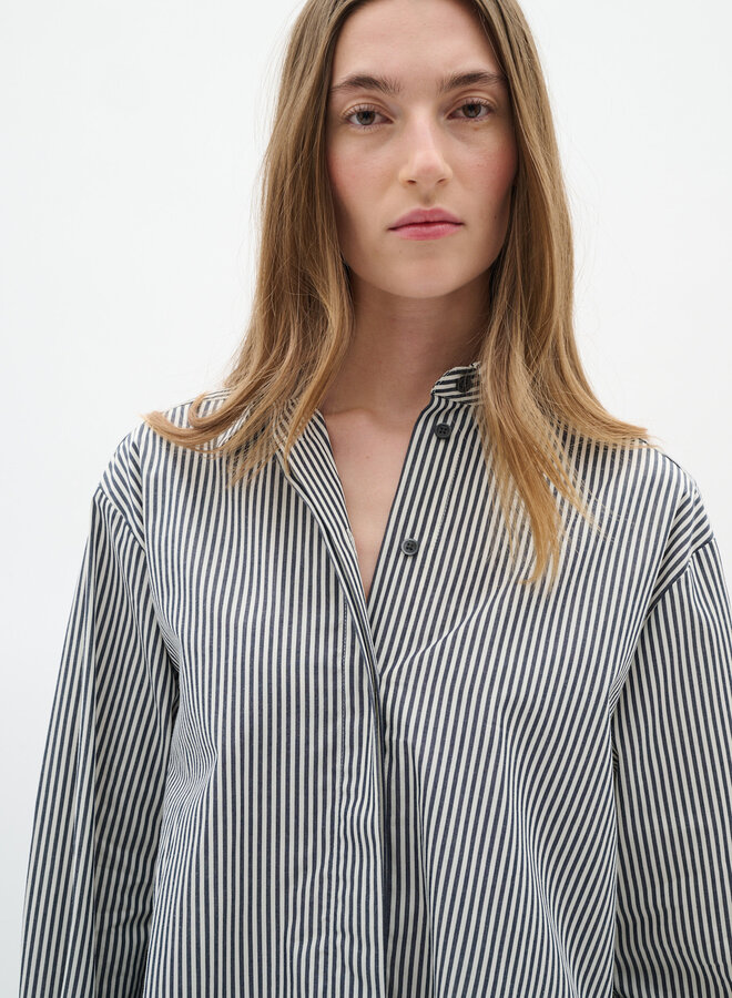 Chemise InWear Natalja surdimensionnée rayée grise & blanche